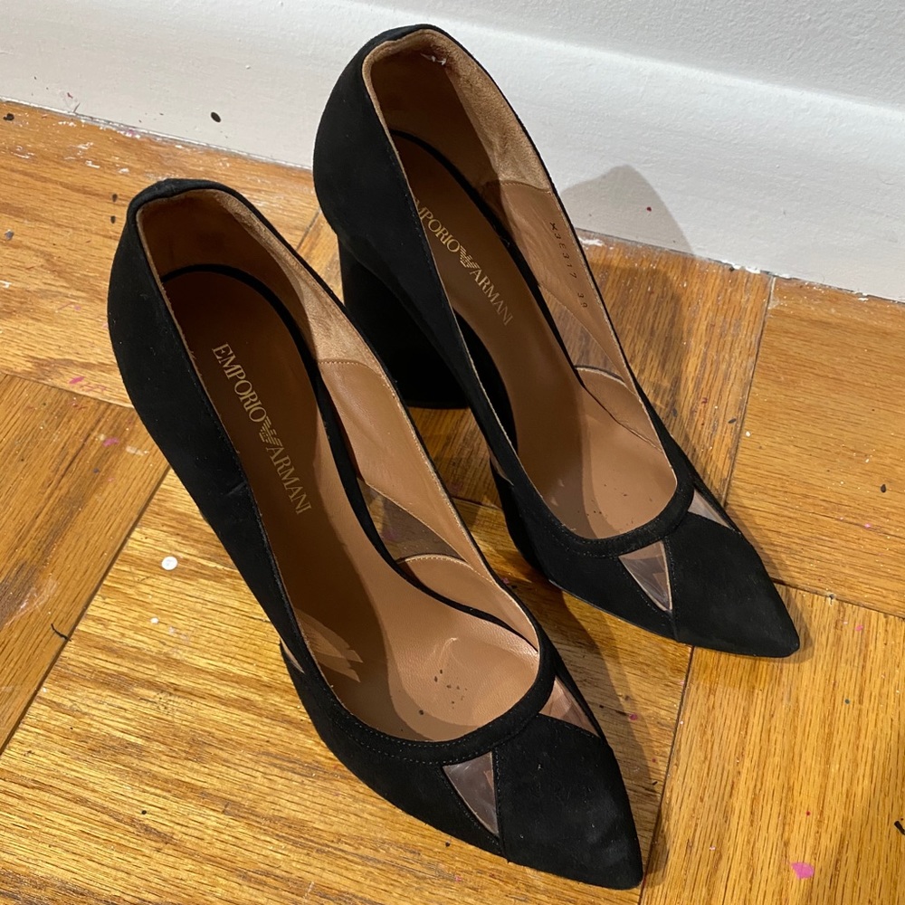 Perfect condition black suede pumps